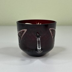 Ajka Fifth Avenue Ltd Crystal Punch Cup Mug and Tray Plate Intricate Cut Red