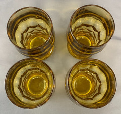 Vintage Set of 4 Anchor Hocking Georgian Amber (Topaz) 14 ounce Flat Tumblers