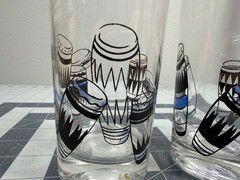 Vintage MCM Gay Fad Atomic Calypso Bongos Set of 3 Glasses 5 1/2″