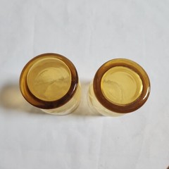 Pair Vintage Libbey Amber Yellow Honey Optic Swirl Juice Glasses AS IS