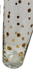 Set of Four Zodax La Fete Decal Champagne Flutes Gold On Clear Glass Dots Stripe
