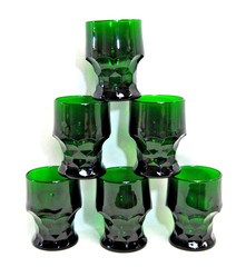Anchor Hocking Georgian Forest Green 9 oz Tumbler Glasses Lot of 6 Vtg. T2676