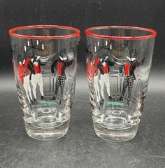 Libbey Glass Set Vtg 10oz Cooler Tumblers Pickwick Flat Dickens Characters 1948