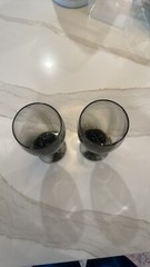RARE! Libbey Hand Blown Black Smoke Swirl Goblet Drinking Glasses Set of 2
