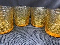 Set of 6 ~ Vintage «GOLDEN HONEY» Glass Tumblers (Rocks) ~ 3 1/4″ Tall