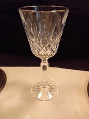 1 Waterford crystal Lismore Platinum rim wine goblet 7.25 in. inches tall
