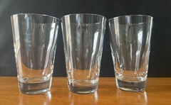 3 BACCARAT FRANCE 10 oz Tapered Crystal Tumblers Mid Century Modern 5 1/8” tall