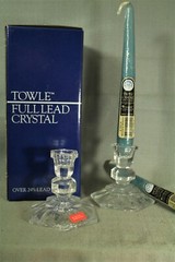 pair 2 small Towle full lead Crystal clear glass candleholders Austria candles