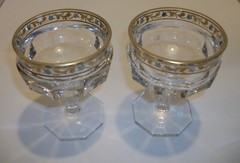 Bohemian Moser Baccarat Style Vintage High Quality PAIR Crystal Sherbets Bonbons
