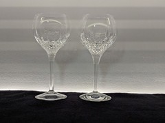 Set of 2 Stuart Crystal Wine Glass Retired Pattern Manhattan EUC 7.25 in. tall