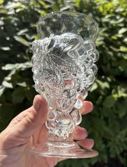 Rare Vintage Mold Blown Grape Bunch & Leaves Tea Tumbler Glass Clear Cup MCM Cup