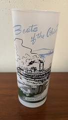 Vintage Frosted 16 oz. «Boats of The Ohio River Queen City” 6.5” Glass
