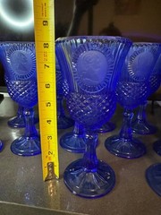 Vintage Cobalt Blue Avon Cameo Goblets Wine Glasses Set of 18