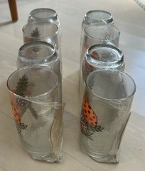 NOS Sealed Vintage Sears Merry Mushroom Glass Tumblers Set of 8 New