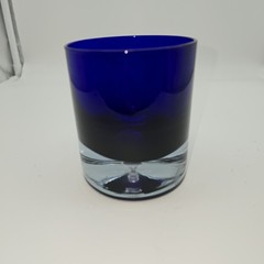 Cobalt Blue Bubble Base Glasses Block Stockholm Crystal Rock Old Fashioned