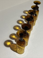 VTG Set of 6 Stemmed 3 oz Amber Glass Cordial Sherry Port Wine Liquor Glasses