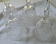 4 Cristal D’Arques-Durand Antique Knob Stem Clear Cut Wine/Water Goblet 10 oz 8″