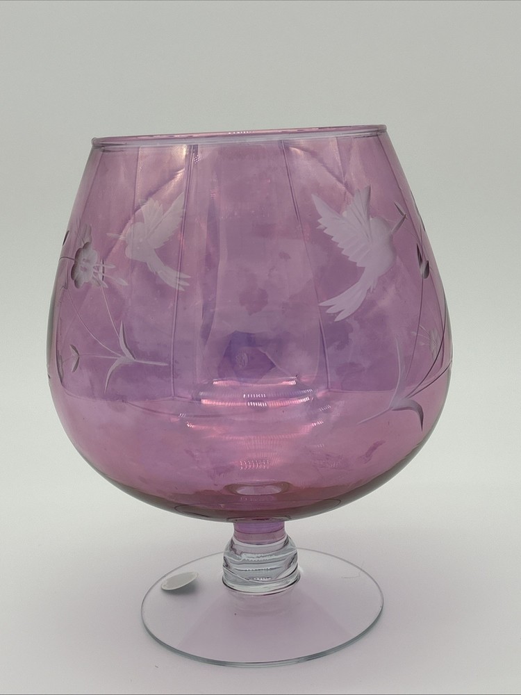 Vintage West Virginia Glass Specialty Hummingbird Oversized Brandy Snifter Vase
