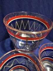 VTG MCM 6PC HARD TO FIND PATRIOTIC BAR SET W ICE BUCKET/HOLDER