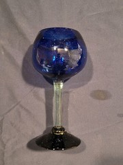 Vintage Heavyweight Cobalt Goblet 9 In Clear Stem