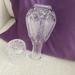 VTG Lead Cut Crystal Glass Heavy 2 Piece Tumble Up-Unusual Pattern 9” Pristine