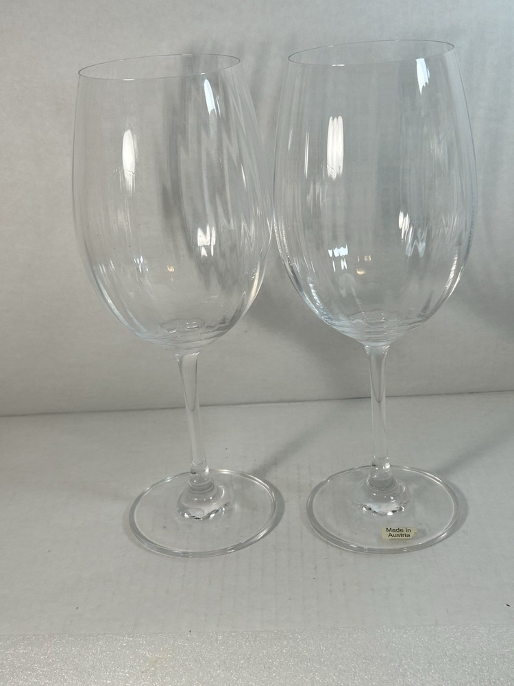 Set of 2 Crystal Clear Long Stem Wine Drinking Goblet Glasses Made in Austria