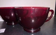 4 Royal Ruby Red Glass PUNCH CUPS Anchor Hocking Vintage