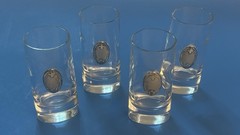 (4) Rosenthal? Cordials w/ Sterling Applied Medallions 4”