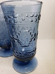 3 Studio Nova ADIRONDACK Blue Southwest Motif Footed Iced Tea Glasses