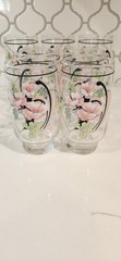 Vintage Sango Jolie Floral Glassware Iced Tea Tumbler/Glass set