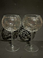 Set of 2 West Virginia Glass Optic Drape Red Wine Ball Glasses 14 oz 7 3/4 in