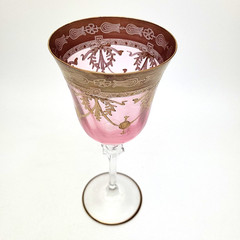 Venetian Medici Murano Light Purple Wine Goblet Glass 24K Gold