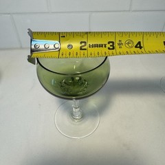 Vintg Sasaki Coronation Hawthorne Jade Green 4 Brandy/Cocktail Glasses 4 oz MCM