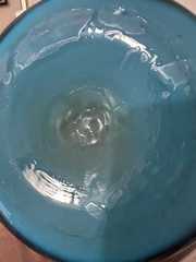 Azerbaijan Hand Blown Art Glass Blue Vase 7″