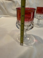 VTG Indiana Glass Kings Crown Ruby Red Flash Thumbprint Cordials 4.5inch EACH