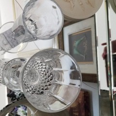 Mixed Lot of 4 Anchor Hocking Legacy Pattern Crystal Water Goblet & Champagne