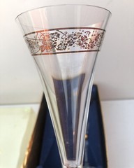 PAIR Godiva France 10″ Crystal Champagne Flute Glasses 24K Gold Trim Gilt 2000