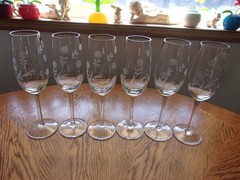 Etched Wine Smooth Stem Crystal Floral 7 Oz – Set of 6