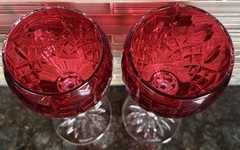 Pair Of Waterford Crystal Lismore Crimson Hock Wine Glasses, Made In Poland