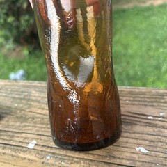 MCM Amber Crackled Glass 5 1/2 Inch Tumbler Handmade Dimpled Vase