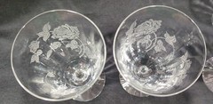 6-Vintage Heisey Rose Etched #5072 Footed Iced Tea Glasses