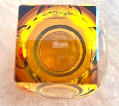 Moser Amber Glass D7cm H9.8cm Platinum Band