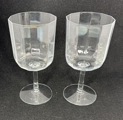 Kosta-Boda Oktav Crystal Water Goblets Sweden 6.7in Discontinued Set of 2