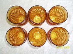 Set of 6 Vintage Amber Indiana Diamond Point Flat Tumblers 4 5/8″