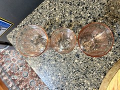 Pink Hocking Glass Princess Flat 2 Water and 1 Juice Tumblers
