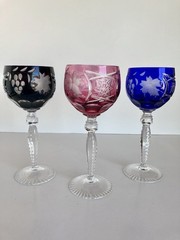 Nachtmann Traube Crystal Wine Hock Glasses Goblets: Set Of Three, 7 7/8 In Tall