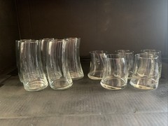 12 Retro Libbey Swerve Bravura Tumbler Glasses. Unique Curved Design 2 Sets Of 6