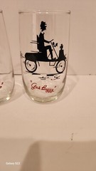 2 Different Vintage Gas Buggy & Bicycle For Two Glasses Silhouette!