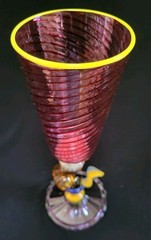 Robert Dane Ruby Tutti Frutti Hand Blown Studio Art Glass Wine Goblet SIGNED