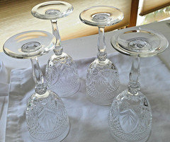 4 Cristal D’Arques-Durand Antique Knob Stem Clear Cut Wine/Water Goblet 10 oz 8″